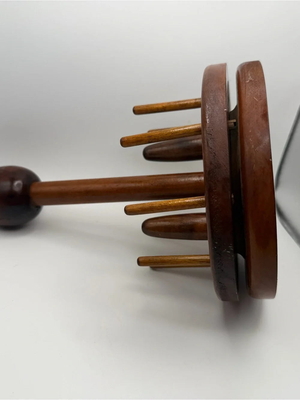 Vintage wooden thread spool holder sewing